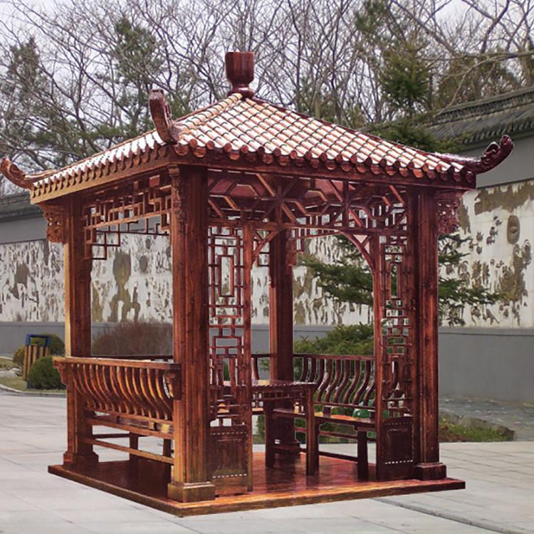 仿古雙層防腐碳化木亭子定制 傳承古韻，鑄就戶(hù)外園林景觀新標(biāo)桿